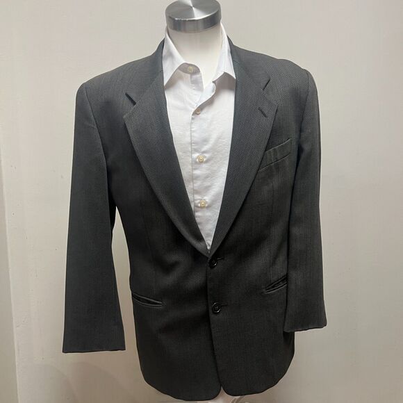 VTG Mani Neiman Marcus 40S Sport Coat Wool Green Diamond Two Button Italy